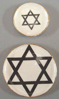 Dollhouse Miniature Jewish Star Plates-Black